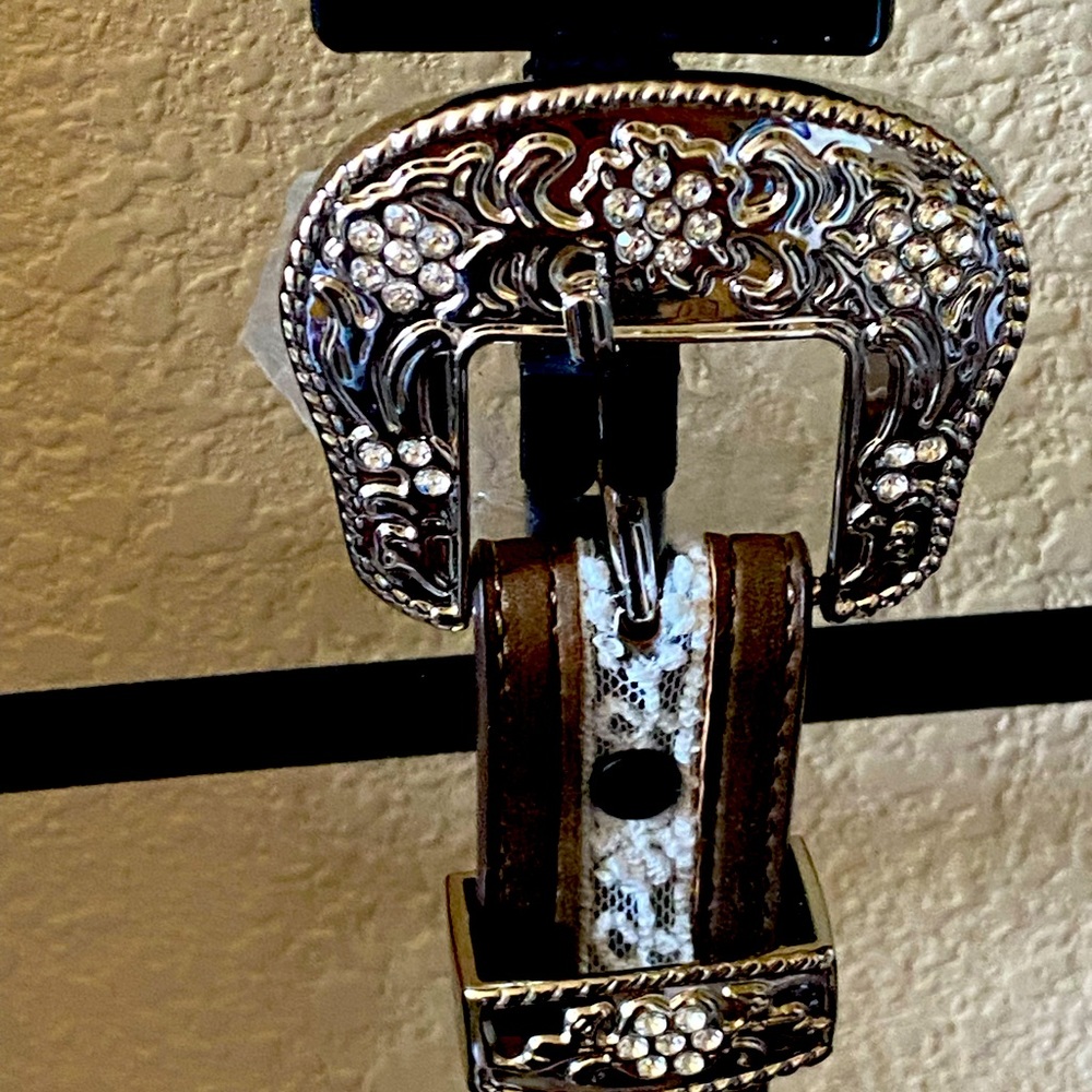 Angel Ranch Lace and Crystal Leather Belt - Girl's/Child Large